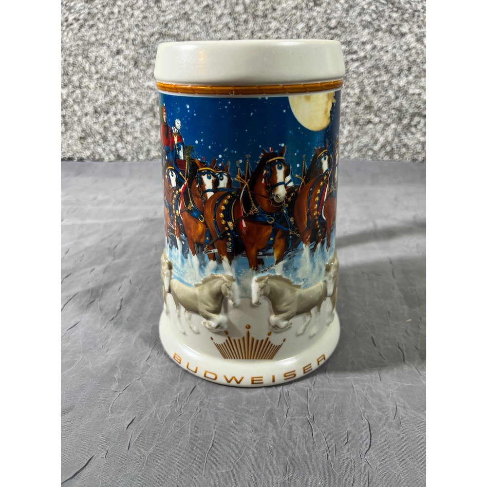 Budweiser 2005 Holiday Stein CS628 Clydesdale Winter Scene Ceramarte Brazil Mug